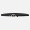 Angular Buckle Belt in Black Croc