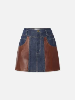 Atelier Denim And Leather Skirt in Arlow