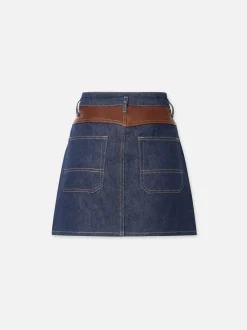 Atelier Denim And Leather Skirt in Arlow
