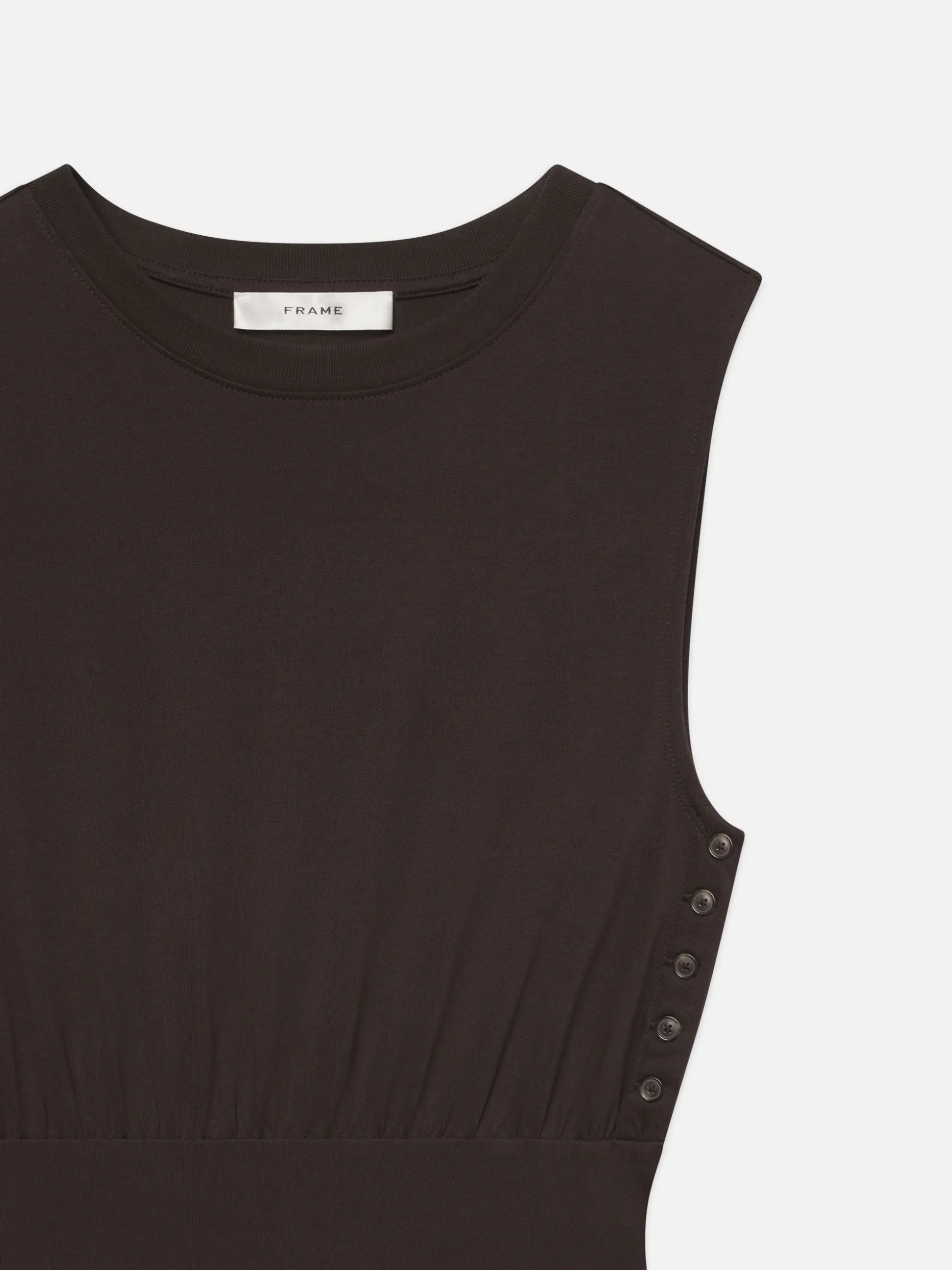 Banded Jersey Button Dress in Chocolate Brown