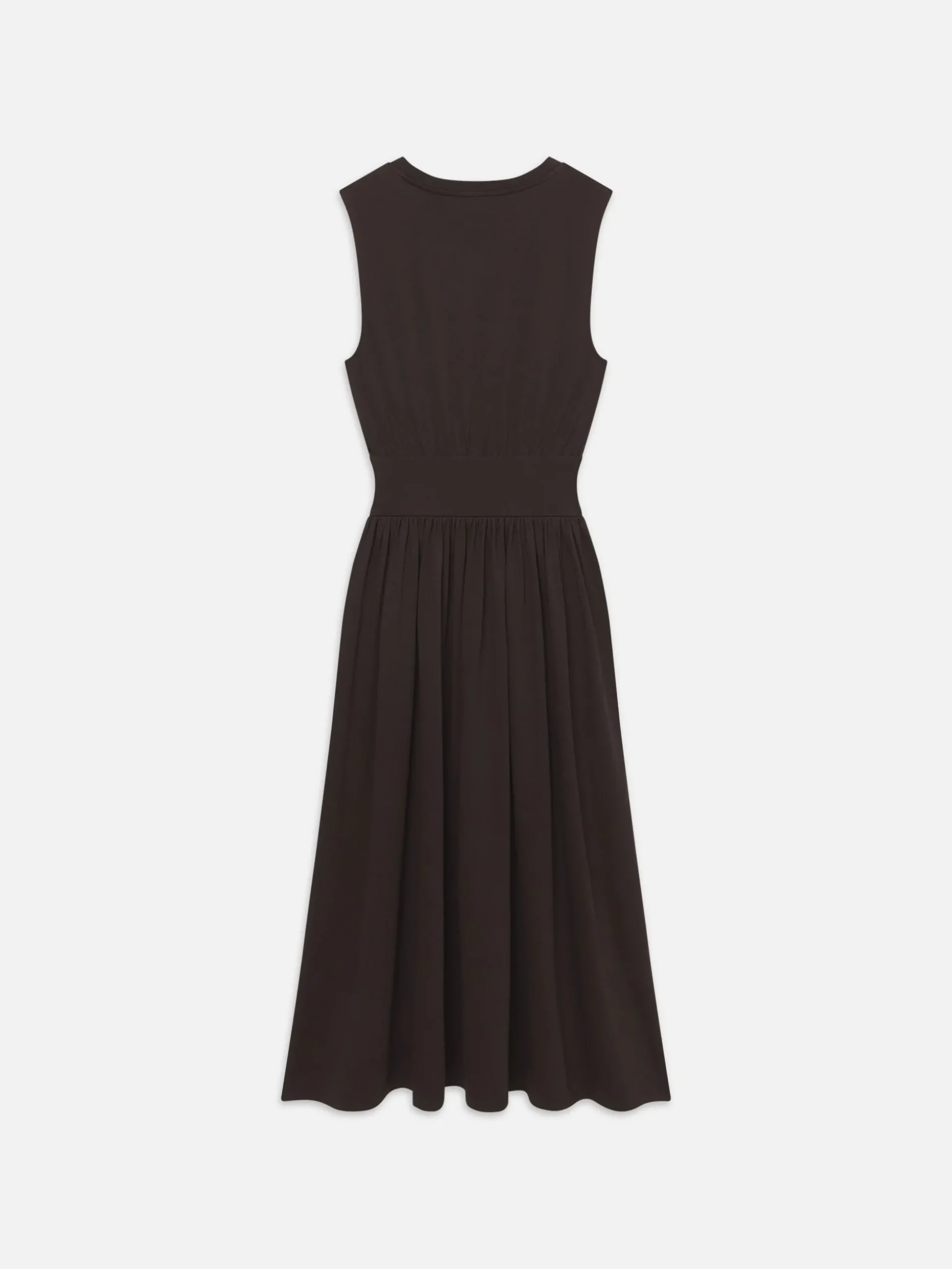 Banded Jersey Button Dress in Chocolate Brown