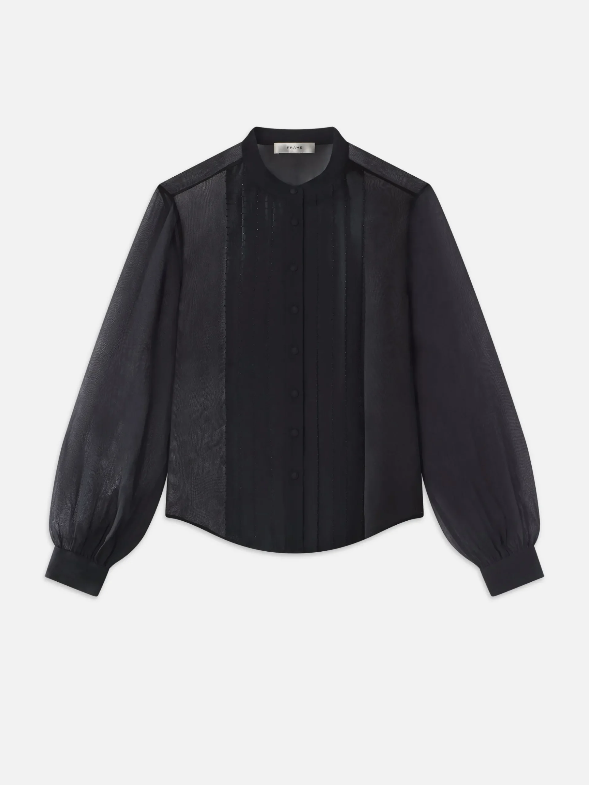 Beaded Collarless Blouse in Black