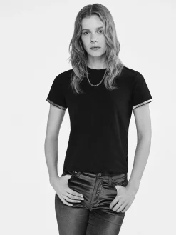 Beaded Tee in Black