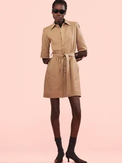 Belted Trench Dress in Khaki