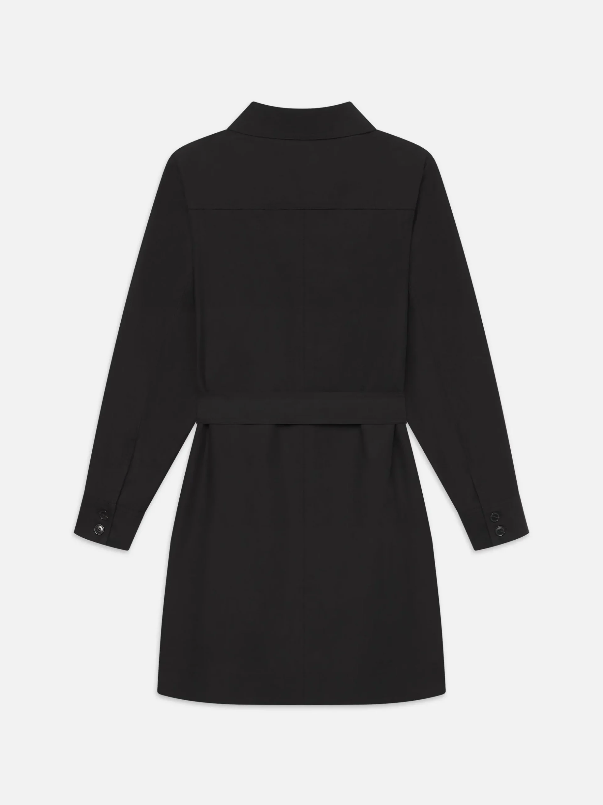 Belted Trench Long Sleeve Dress in Black