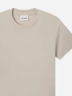 Boxy Textured Tee in Off White