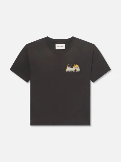 Boxy Vintage Print Tee in Washed Black