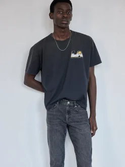 Boxy Vintage Print Tee in Washed Black