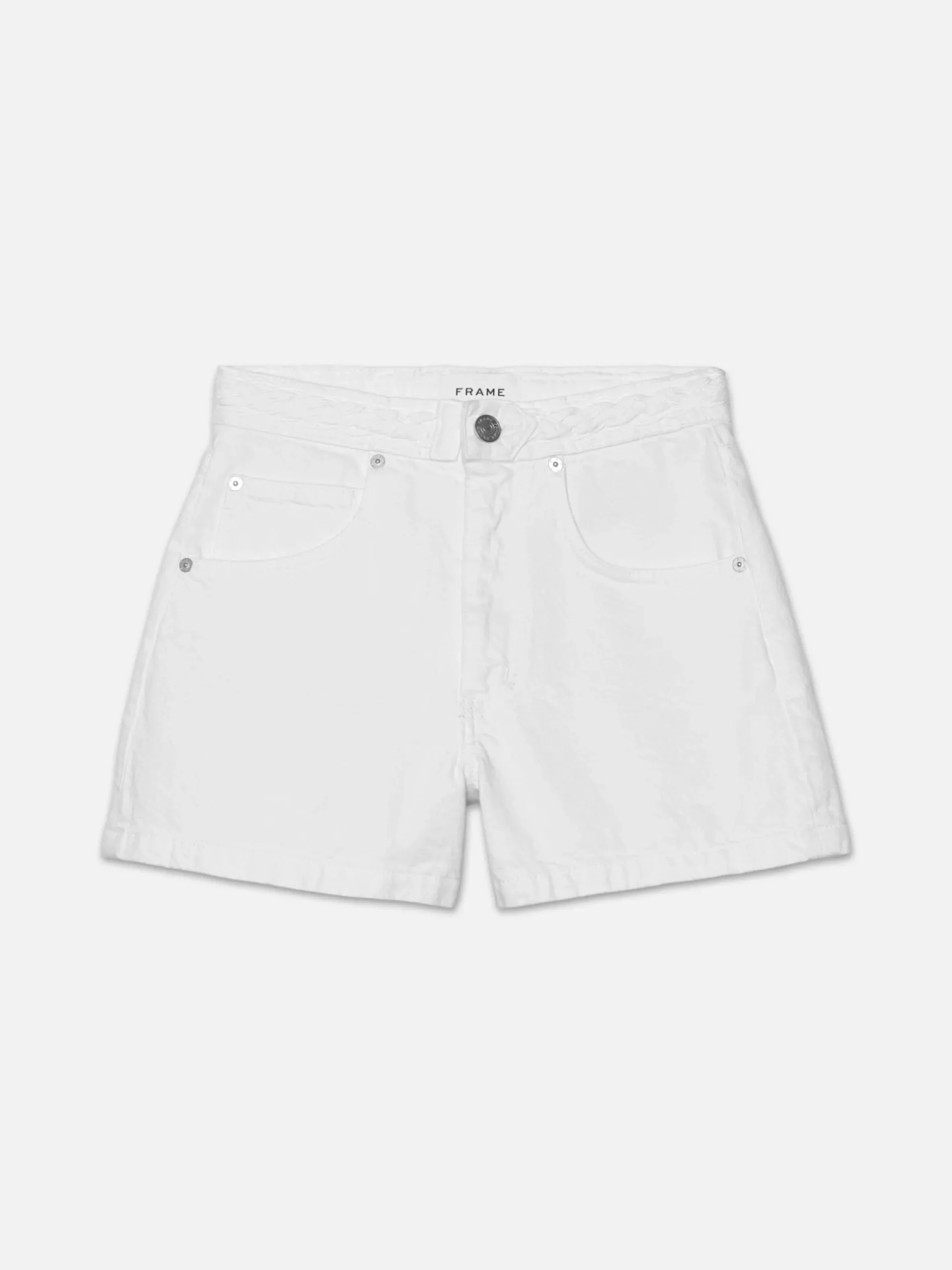 Braided Waistband Short in White