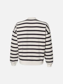 Button Detail Sweatshirt in Navy Multi