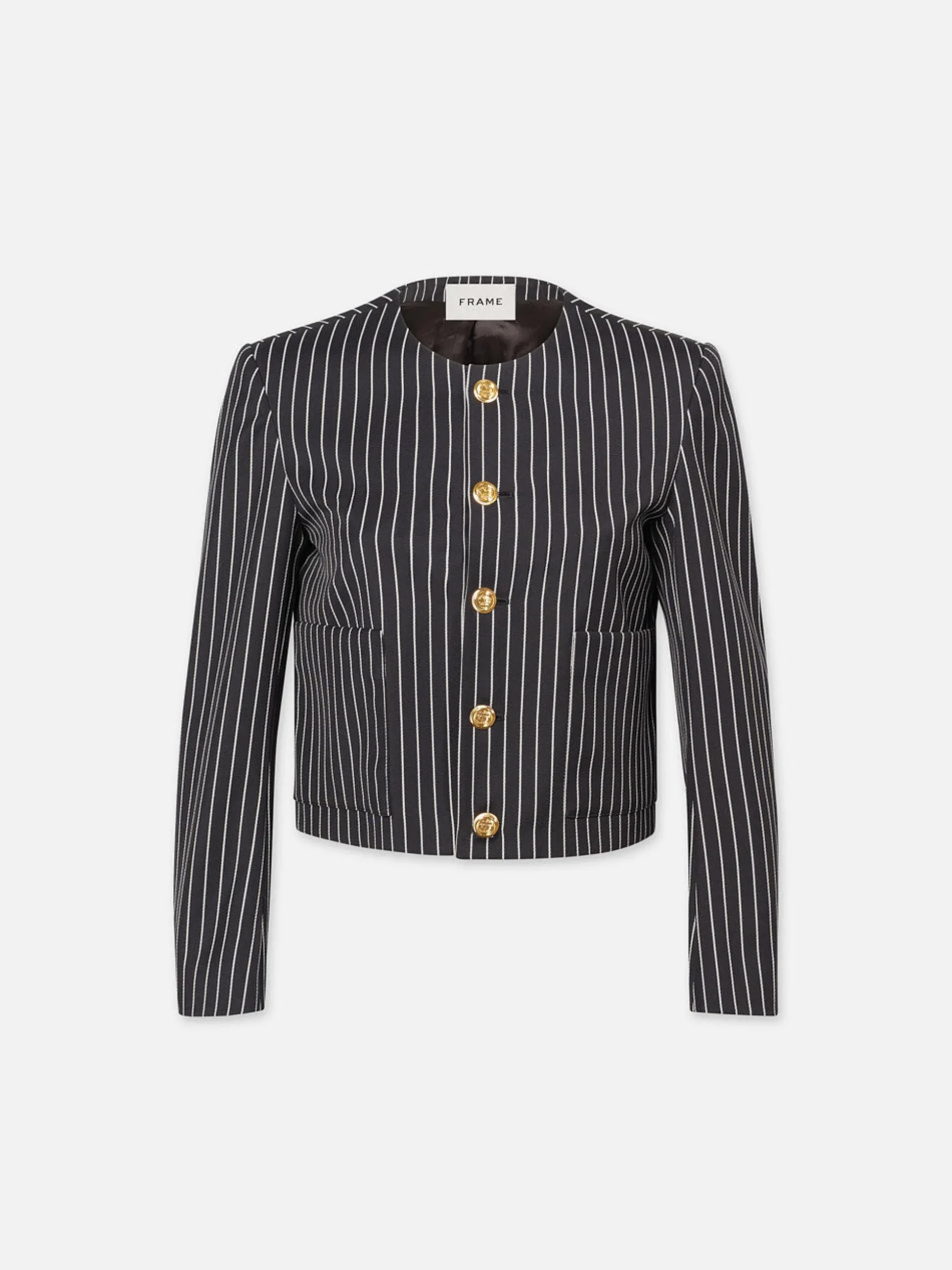Button Front Jacket in Dark Navy Multi
