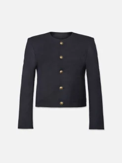 Button Front Jacket in Navy