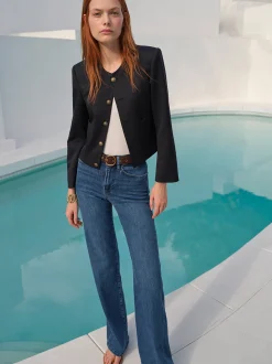 Button Front Jacket in Navy