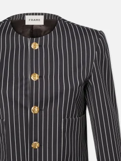 Button Front Jacket in Dark Navy Multi