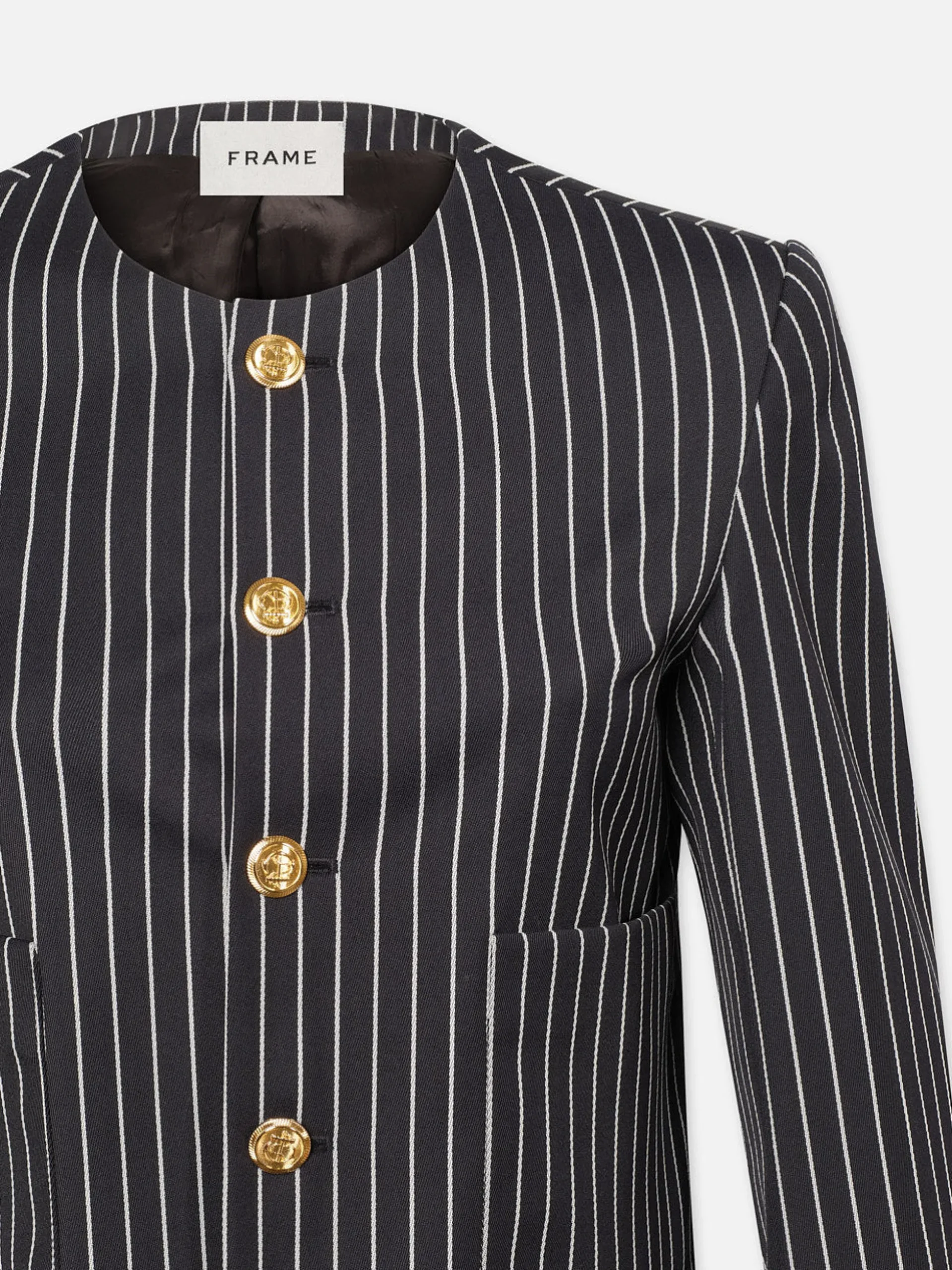 Button Front Jacket in Dark Navy Multi