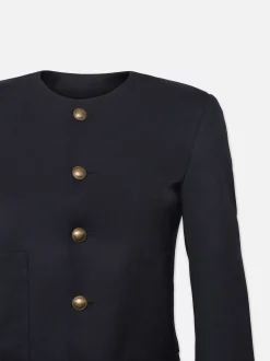 Button Front Jacket in Navy