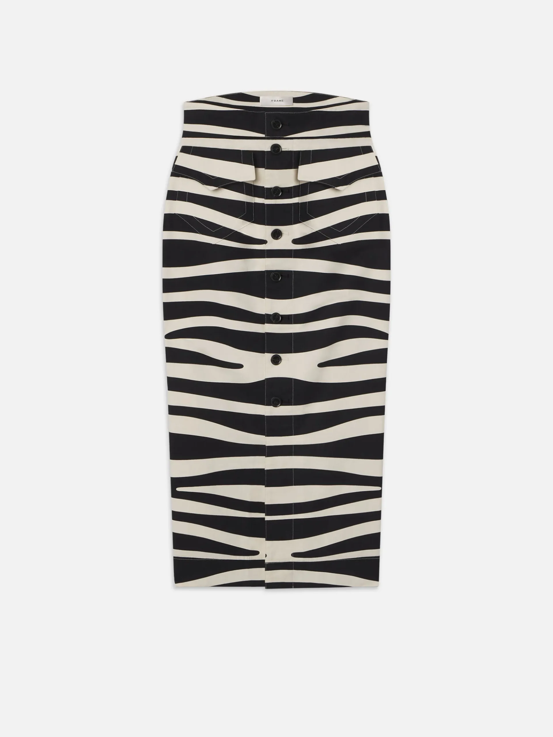 Button Front Skirt in Black Multi