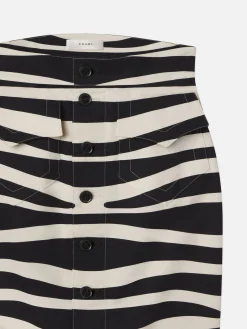Button Front Skirt in Black Multi