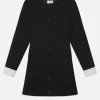 Button Front Suiting Dress in Black