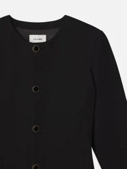 Button Front Suiting Dress in Black
