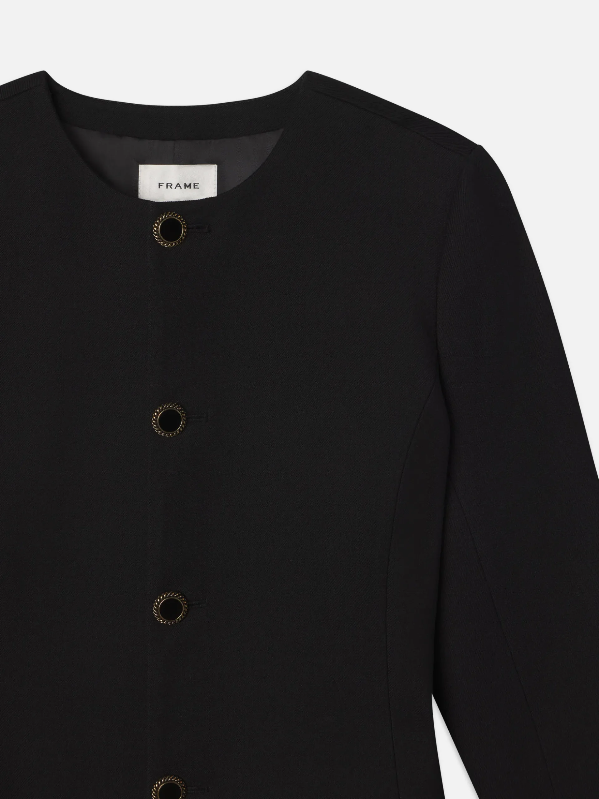 Button Front Suiting Dress in Black