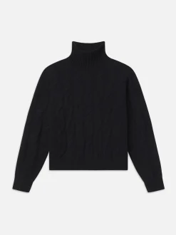 Cable Knit Turtleneck in Black