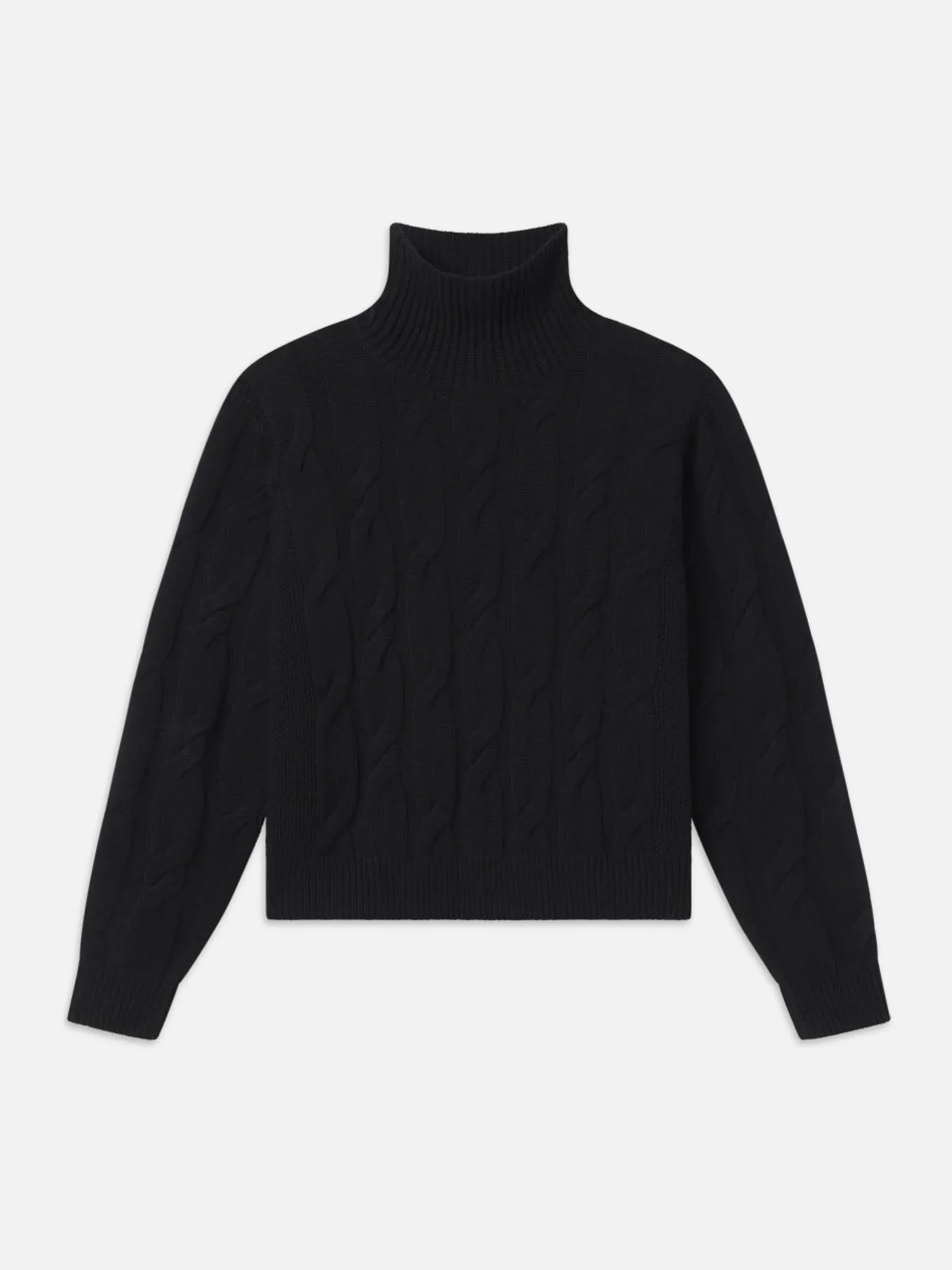 Cable Knit Turtleneck in Black
