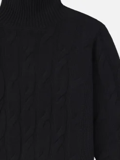 Cable Knit Turtleneck in Black