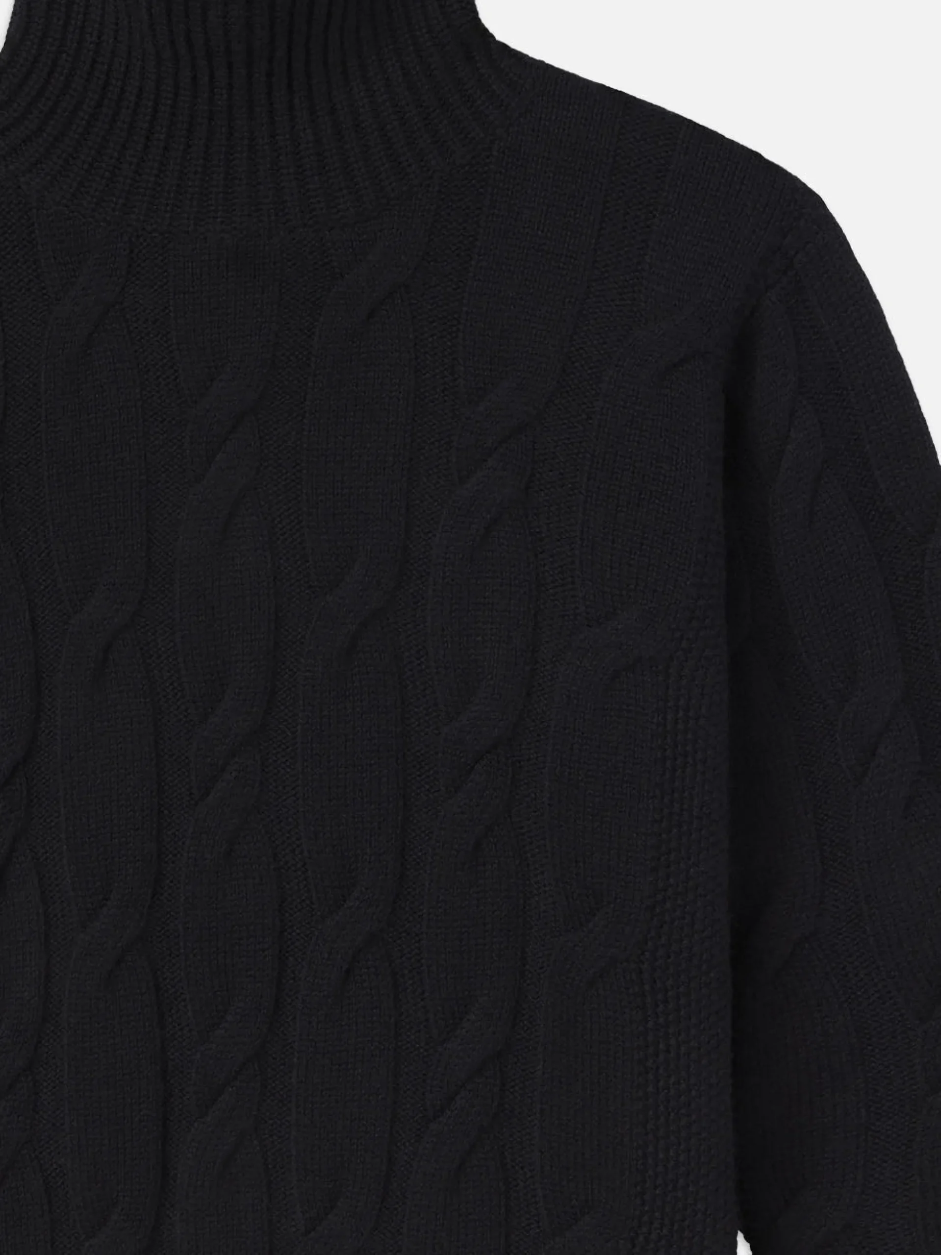 Cable Knit Turtleneck in Black