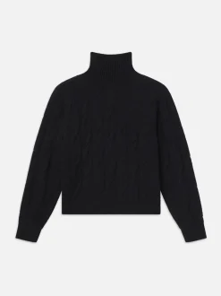 Cable Knit Turtleneck in Black
