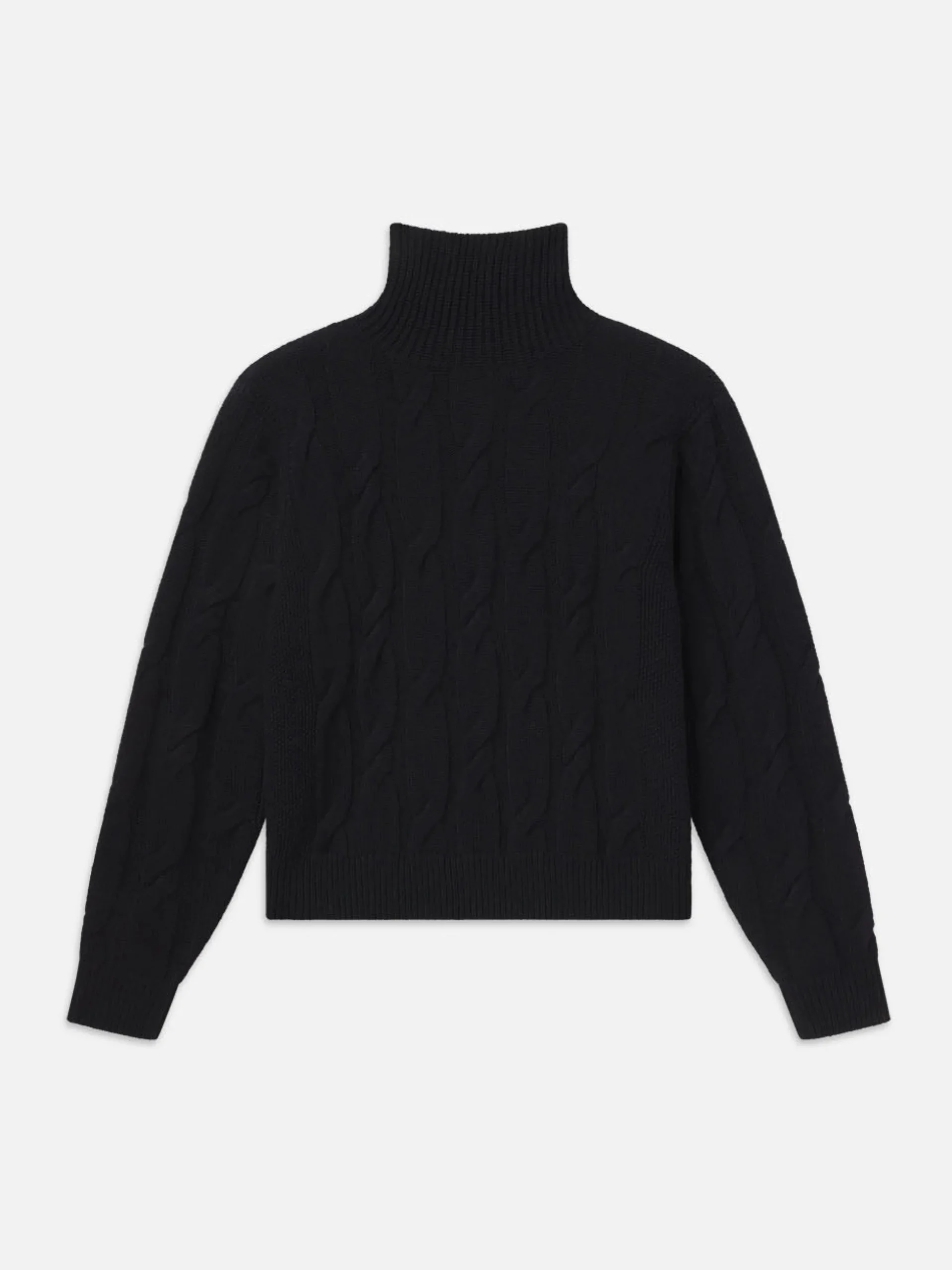 Cable Knit Turtleneck in Black