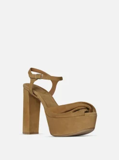 Camille Platform Heel in Tan