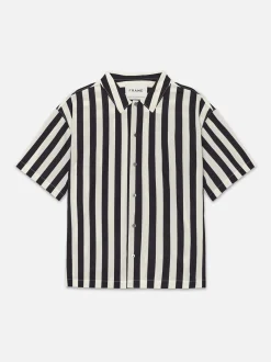 Camp Collar Shirt in Navy Stripe