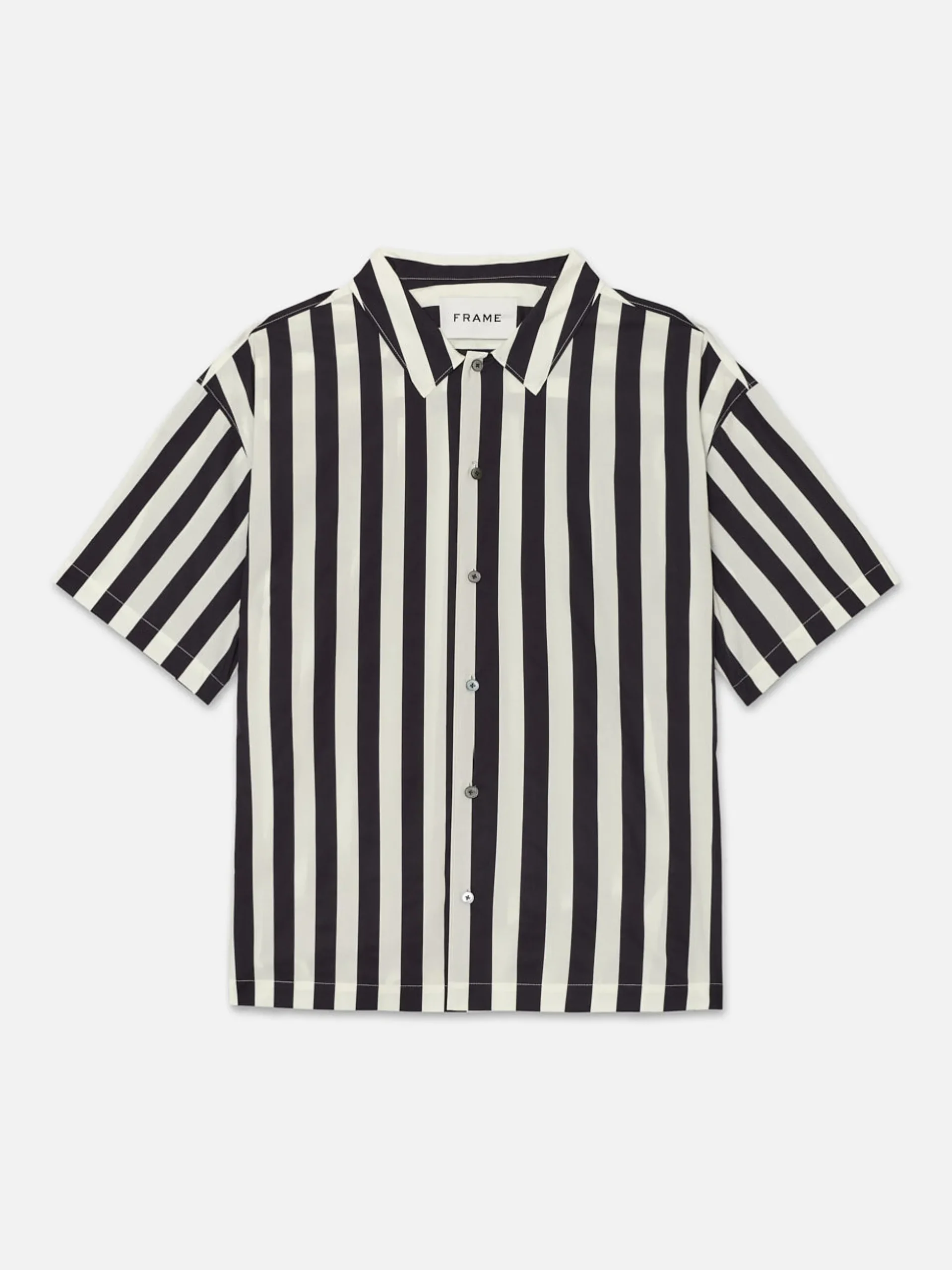 Camp Collar Shirt in Navy Stripe