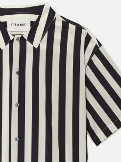 Camp Collar Shirt in Navy Stripe