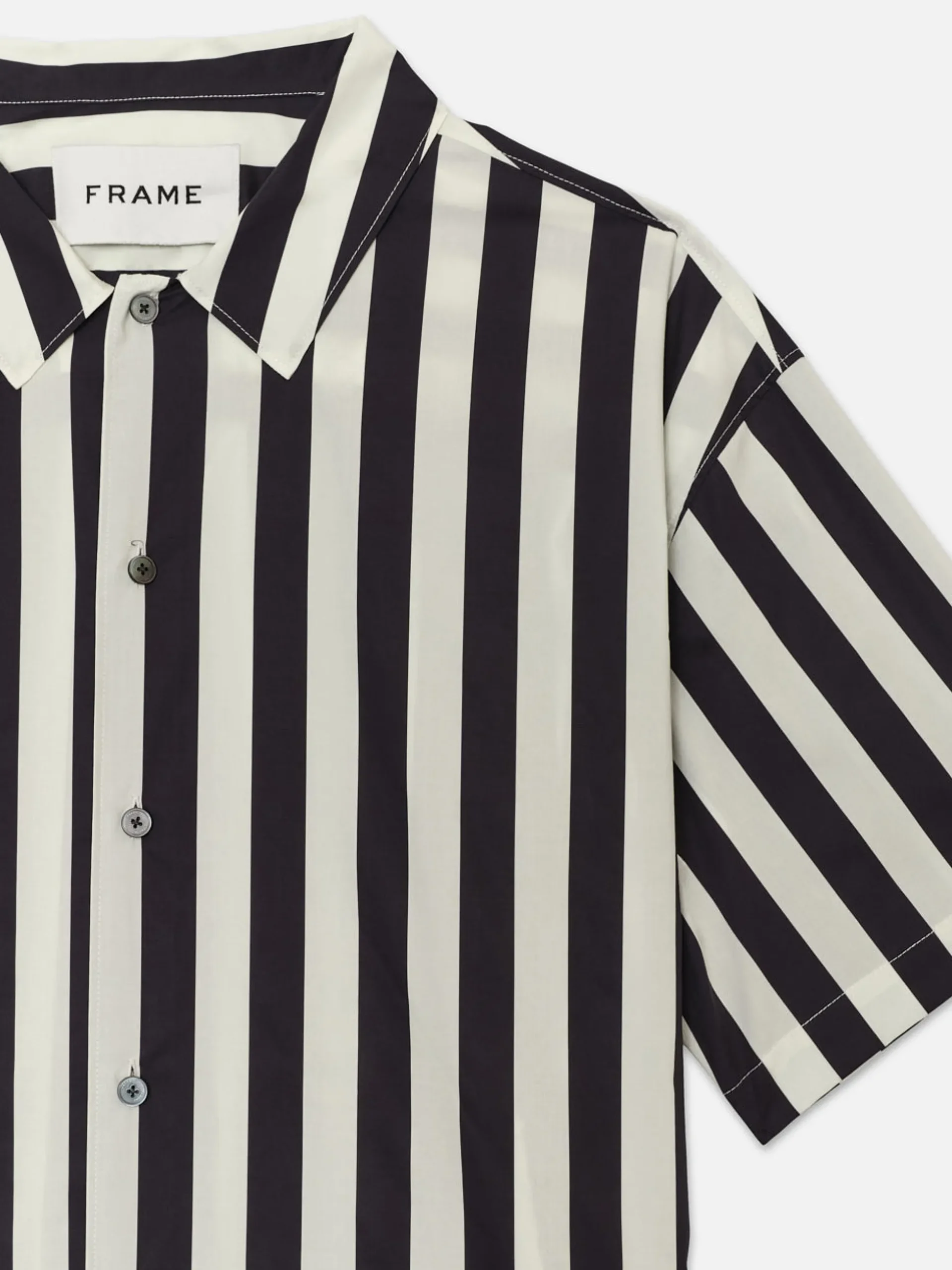 Camp Collar Shirt in Navy Stripe