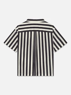 Camp Collar Shirt in Navy Stripe