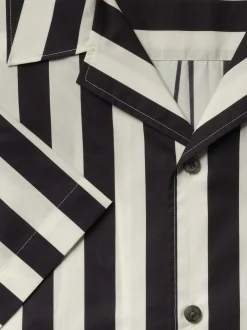 Camp Collar Shirt in Navy Stripe