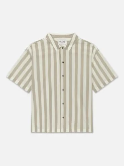 Camp Collar Shirt in Smoke Beige Stripe