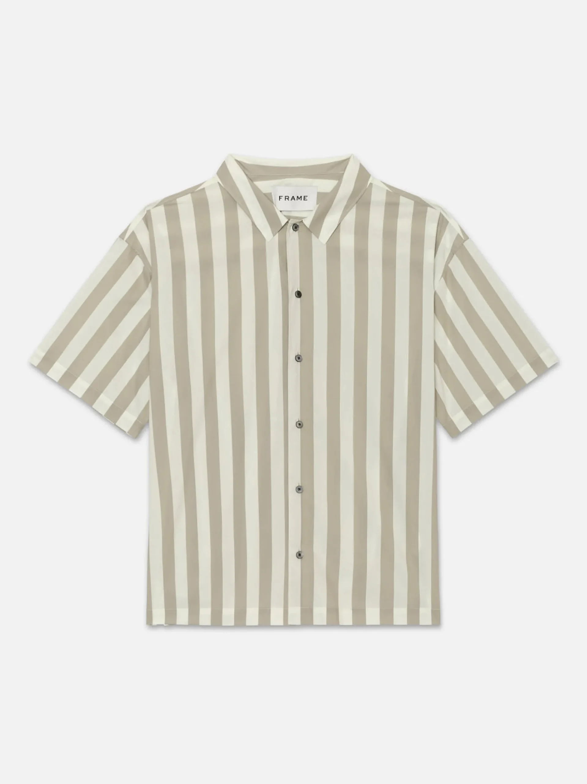 Camp Collar Shirt in Smoke Beige Stripe