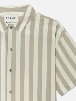 Camp Collar Shirt in Smoke Beige Stripe