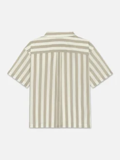 Camp Collar Shirt in Smoke Beige Stripe