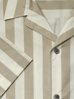 Camp Collar Shirt in Smoke Beige Stripe