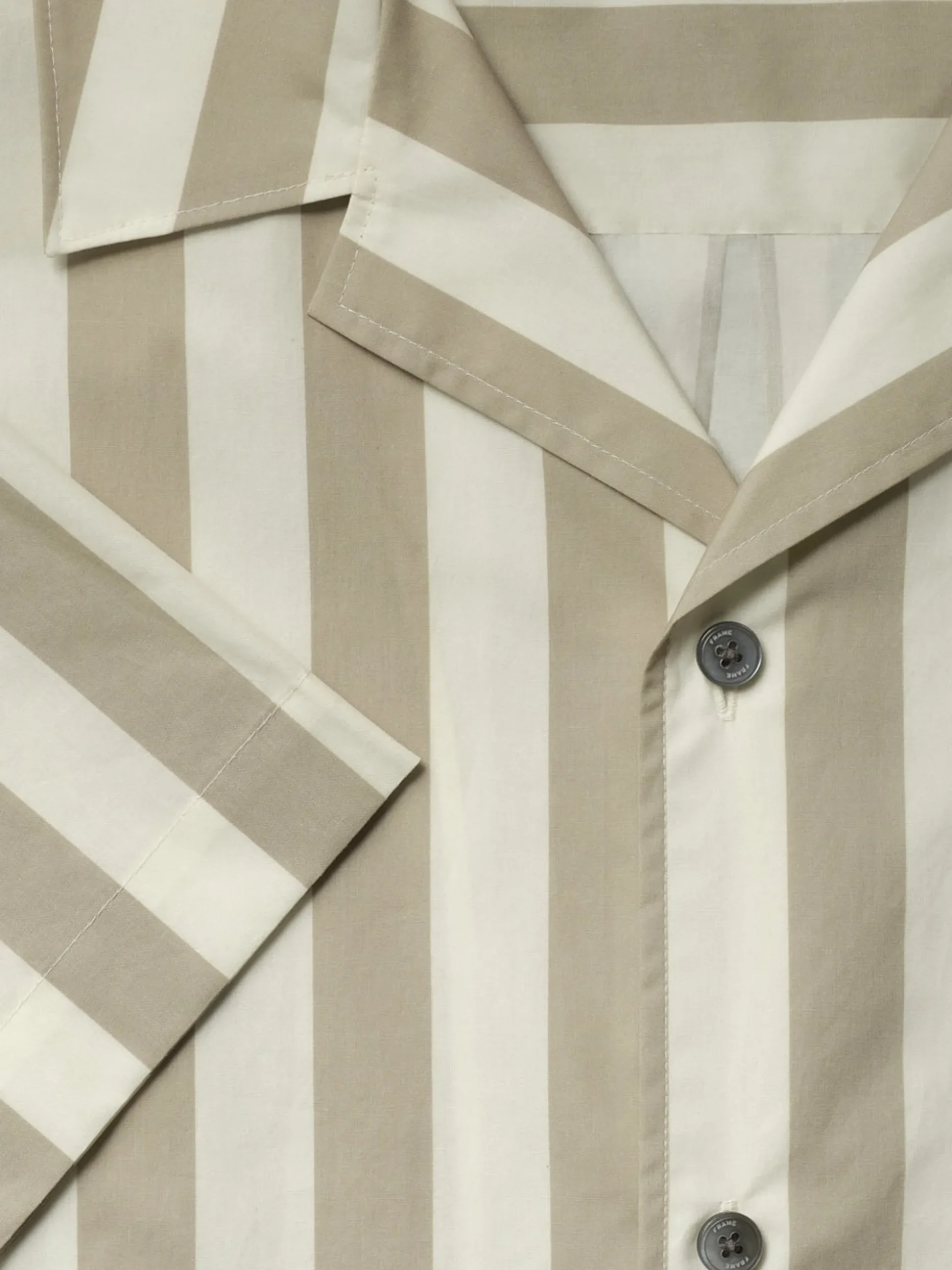 Camp Collar Shirt in Smoke Beige Stripe