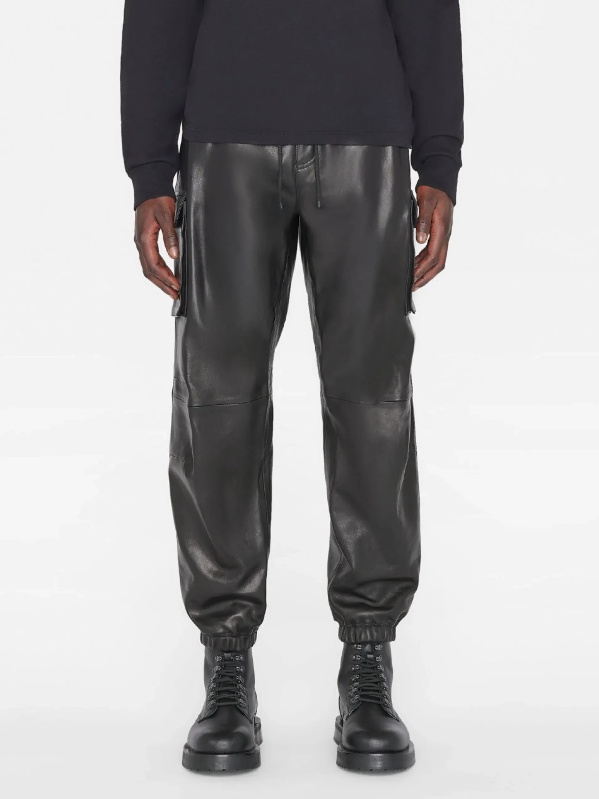 Cargo Leather Pant in Noir