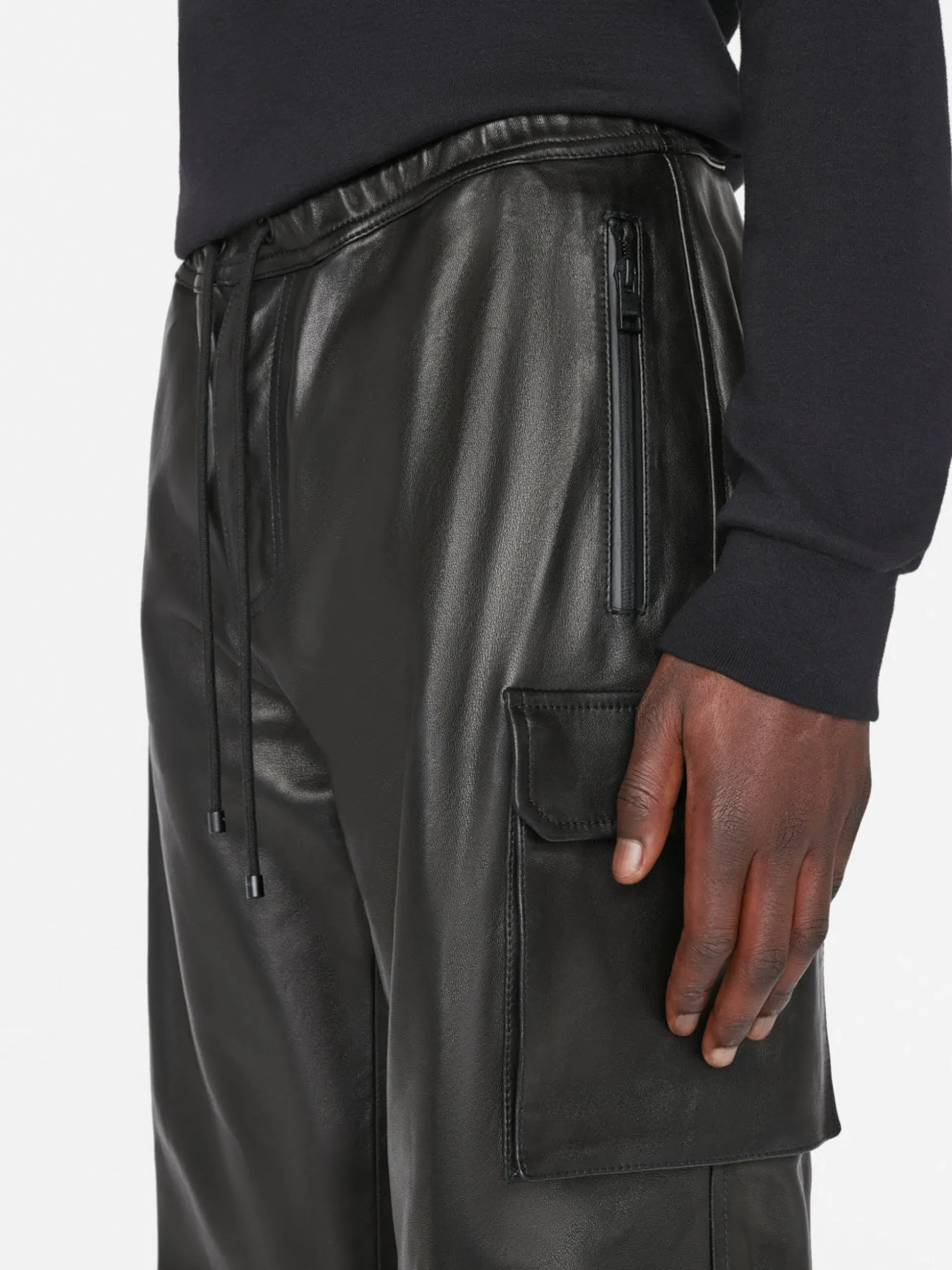 Cargo Leather Pant in Noir