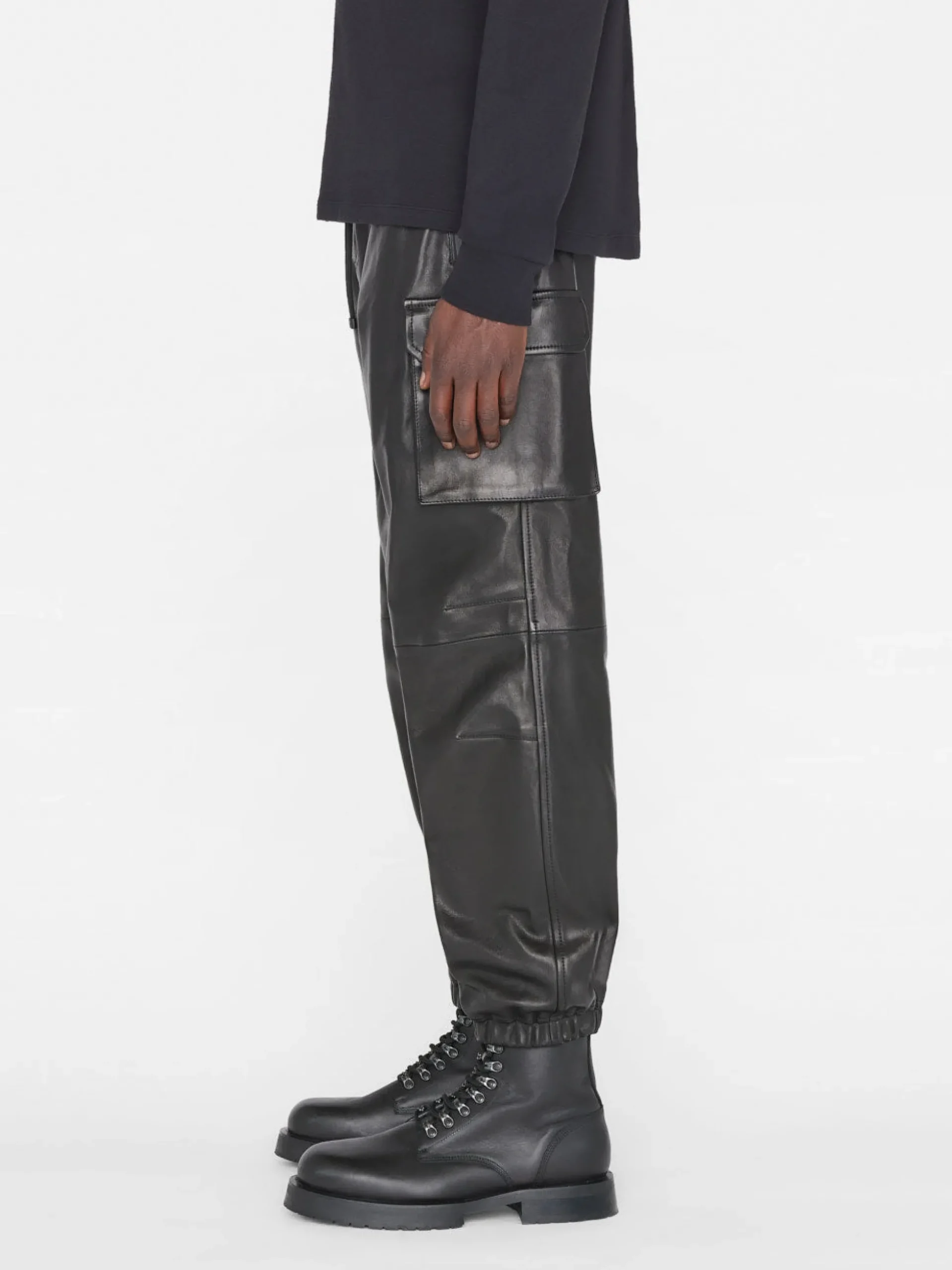 Cargo Leather Pant in Noir