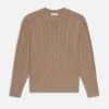 Cashmere Cable Crewneck in Light Brown