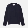 Cashmere Cable Crewneck in Navy
