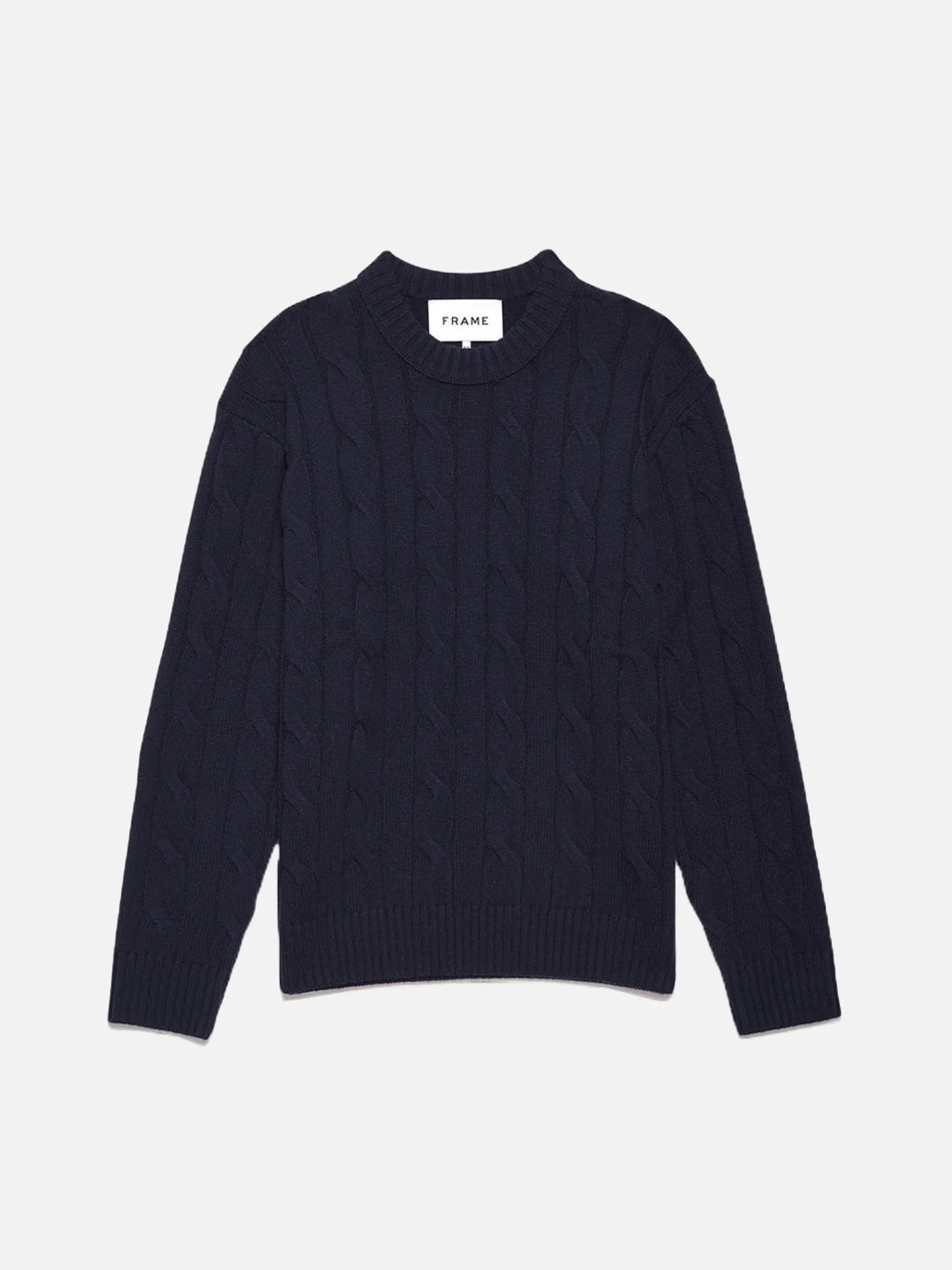 Cashmere Cable Crewneck in Navy